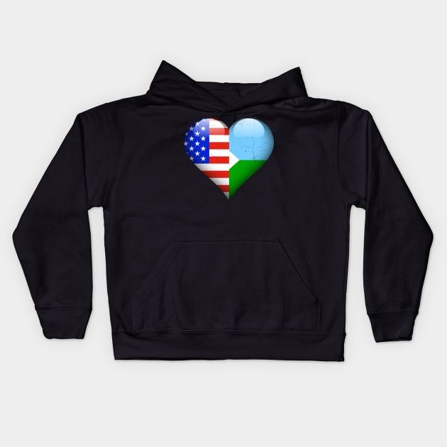 Half American Half Djiboutian - Gift for Djiboutian From Djibouti Kids Hoodie by Country Flags